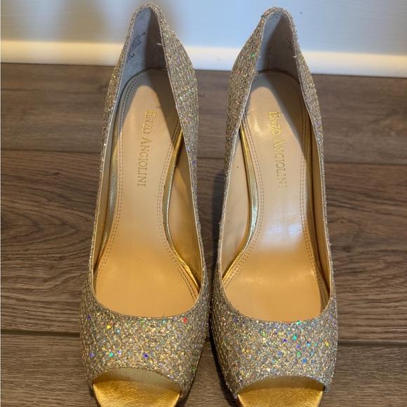Enzo Angiolini Glittering Gold Silver Heels - Picture 4 of 16